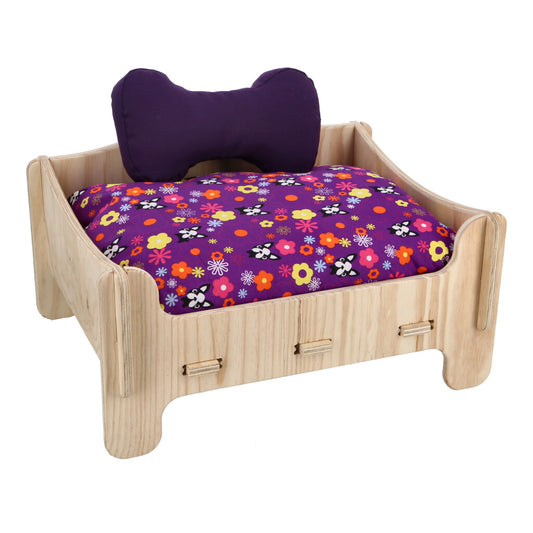 CAMA DE MADERA CUNCÚNA TONOS LILA