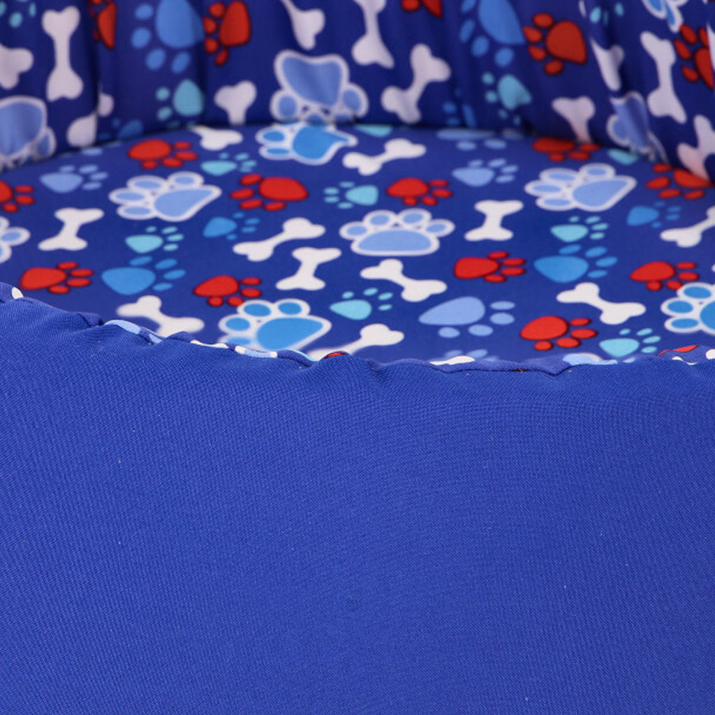 CAMA PARA MASCOTAS YORK AZUL, TELA INTERNA ESTAMPADA