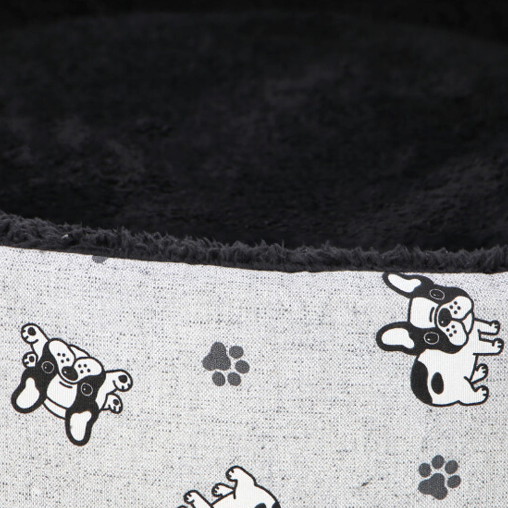 CAMA PARA MASCOTAS YORK TELA ESTAMPADA, CORDERITO NEGRO