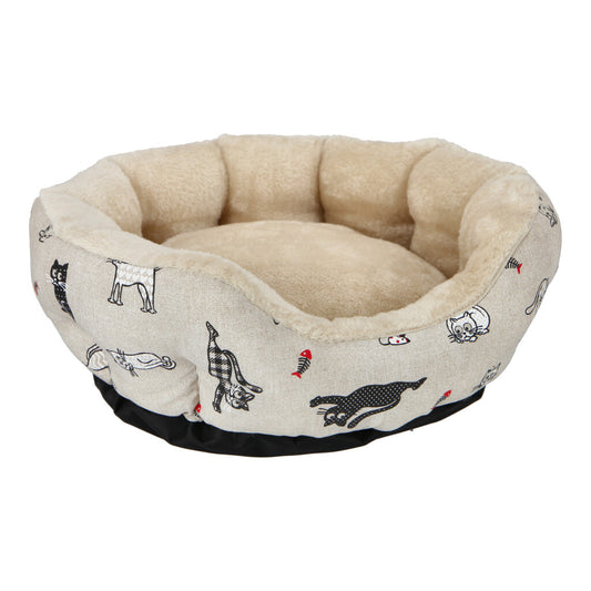 CAMA PARA MASCOTA NUBE SOFT TELA BEIGE ESTAMPADA