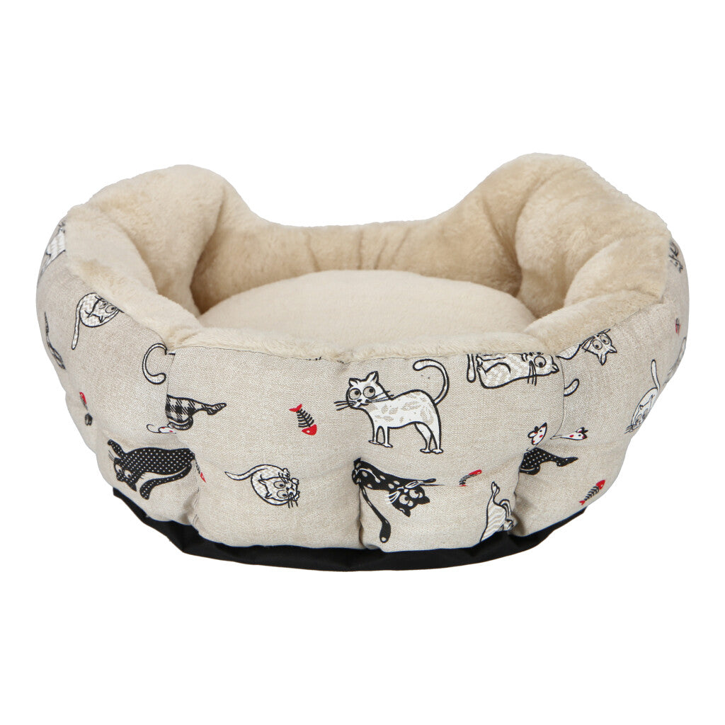 CAMA PARA MASCOTA NUBE SOFT TELA BEIGE ESTAMPADA