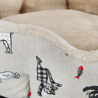 CAMA PARA MASCOTA NUBE SOFT TELA BEIGE ESTAMPADA