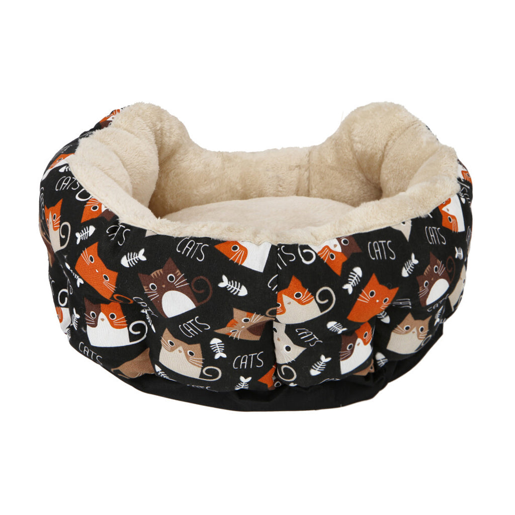 CAMA PARA MASCOTA NUBE SOFT NEGRO PRT ESTAMPADO