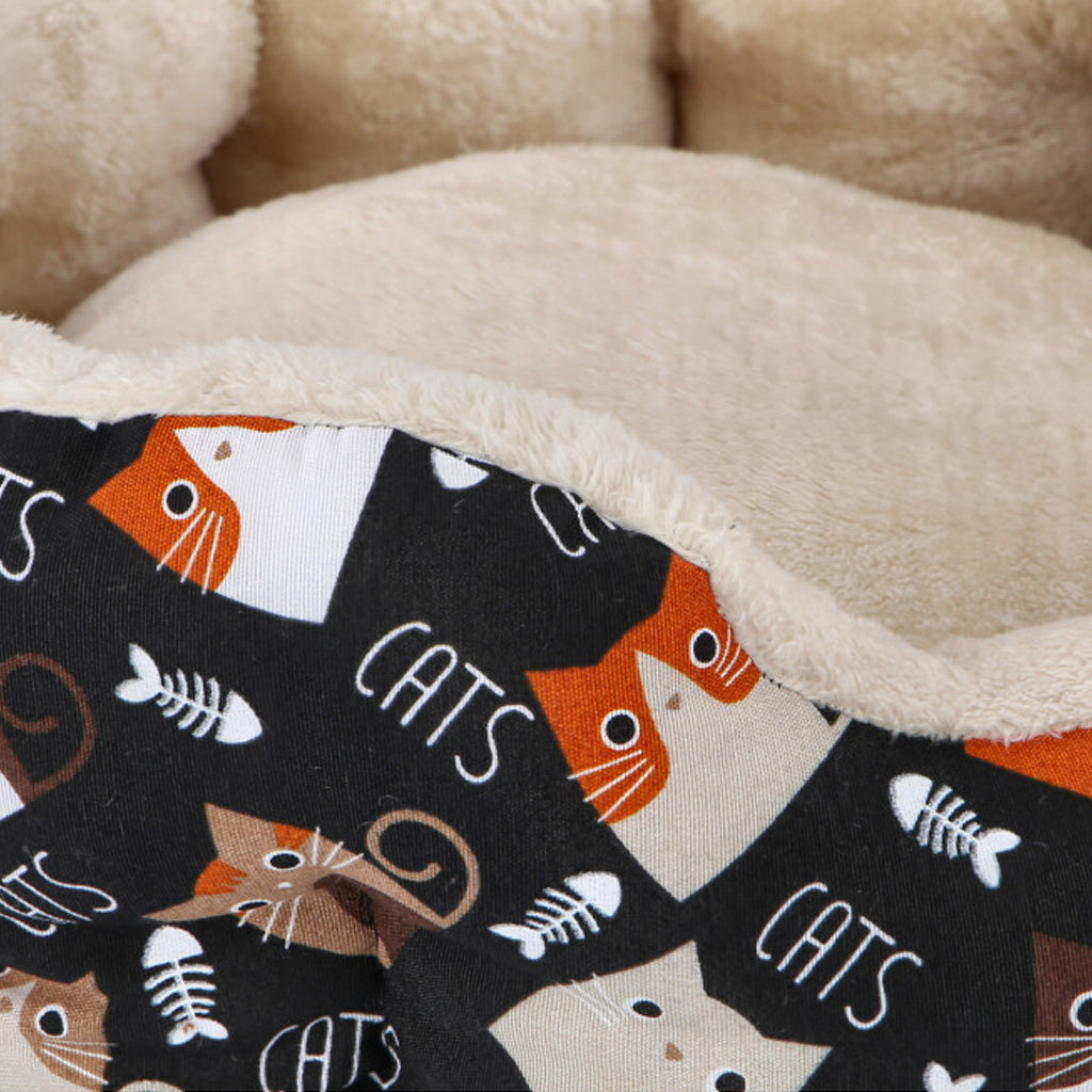 CAMA PARA MASCOTA NUBE SOFT NEGRO PRT ESTAMPADO