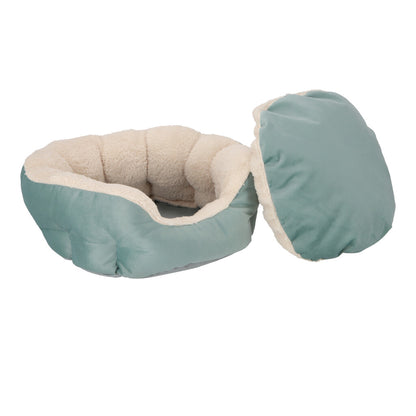 CAMA PARA MASCOTA NUBE SOFT FELPA CELESTE, CORDERITO BEIGE