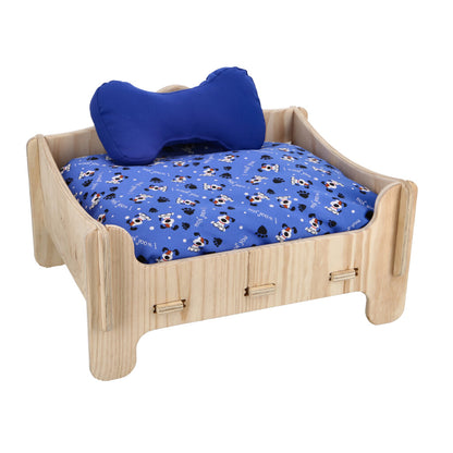 CAMA DE MADERA CUNCÚNA TONOS AZUL