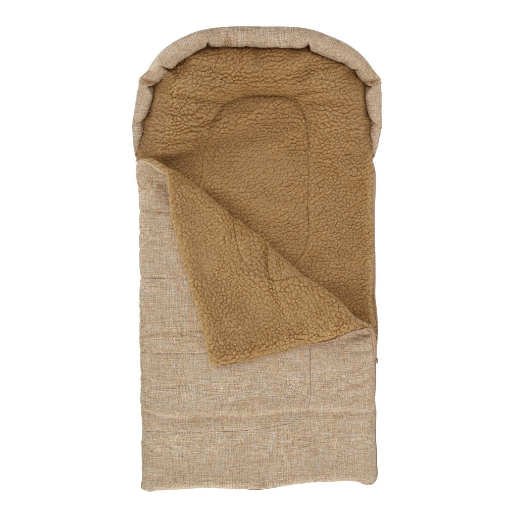 SACO DE DORMIR PARA MASCOTAS MOSTAZA, CORDERITO BEIGE